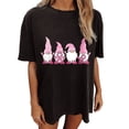 thumbnail image 1 of T-shirt de Sensibilisation au Cancer du Sein pour Femmes Col Rond Imprimé Ruban Rose Manches Courtes Tunique Décontractée Coupe Ample Blouse, 1 of 7