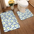 thumbnail image 2 of Yiaed Daisy Striped Nautical Print Bathroom Mat Set 2 Pieces Mat Anti-Skid Pad Ultra Soft and Absorbent Bathroom Bath Mat Contour Bath Rugs for Toilet Base, 2 of 6