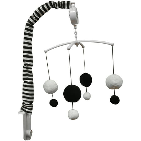 Bacati - Dots/Stripes Black Musical Baby Crib Mobile