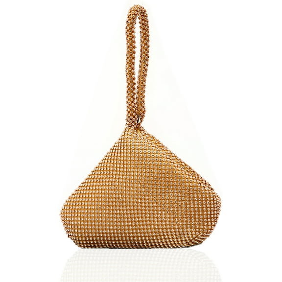 Clutch Purses for Women, Rhinestone Evening Bags Cocktail Glitter Triangle Handbags for Party Prom -Mini Size, Gold