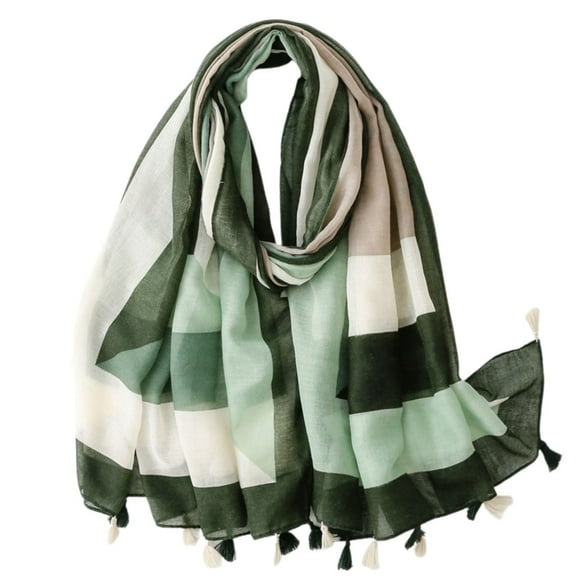 UJNDER Women's Fall Scarf Lightweight Soft Floral Print with Tassel Shawl White One Size