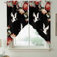thumbnail image 2 of Black Crane Swag Curtains for Kitchen/Bedroom/Living Room, Vintage Red Teal Spring Floral Botanical Scalloped Curtains 63 Inch Long, Window Swag Topper Curtains Valances 2 Panels Set 36"x63", 2 of 8