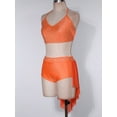 thumbnail image 4 of inlzdz Womens Dance Outfit V-Neck Camisole High-Waist Mesh Skirts 2-Piece Set for Stage Performance Orange L, 4 of 7