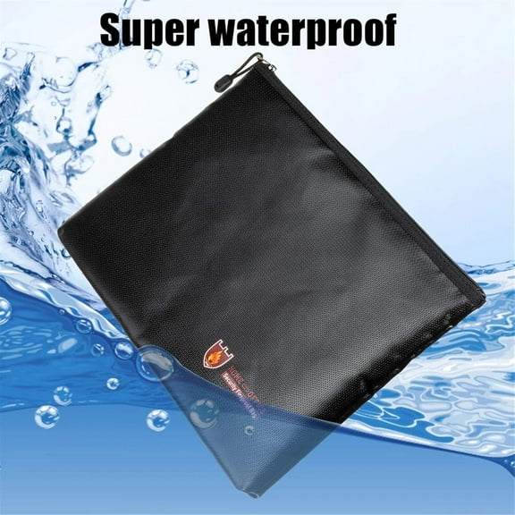 Fireproof Document Bags(1832℉),13.4" x 9.8" Fire Safe Document Holder,Waterproof Storage Silicone Coated Pouch with Zipper for Documents,Files,Money,Jewelry,Tablet