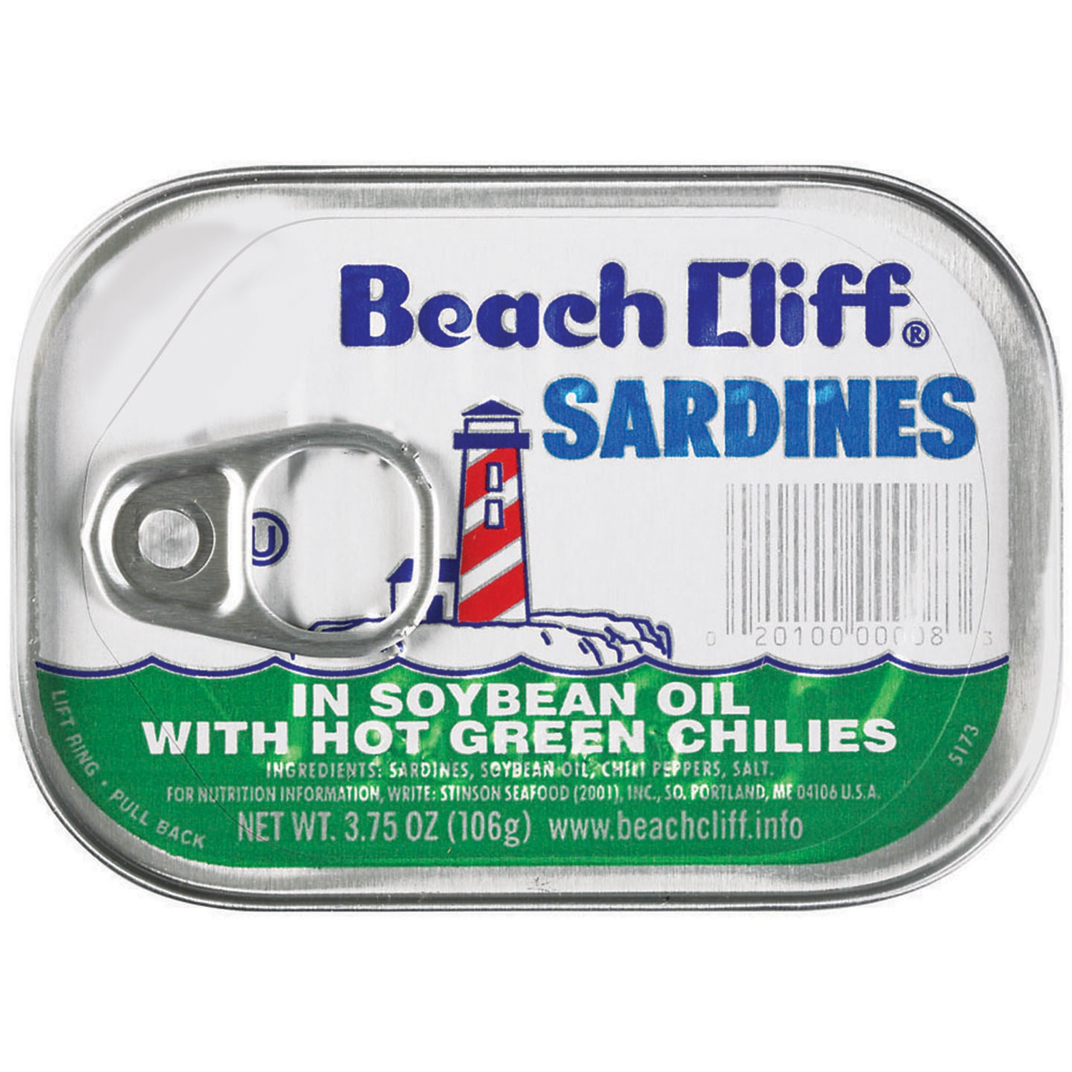 Beach Cliff Sardines in Soybean Oil with Hot Green Chilies, 3.75 oz by Bumble Bee Foods, LLC