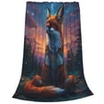 thumbnail image 2 of Pofeuu Starry Sky Meditating Fox Print Ultra-Soft Micro Fleece Blanket,for Bed Or Sofa,All Season Throw Blankets Flannel Blanket-60"x50", 2 of 7