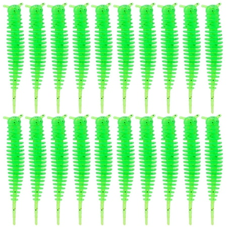 Yucurem 20Pcs Soft Fishing Lures Artificial Bait Swimbaits for Bass Trout Crappie (Green)