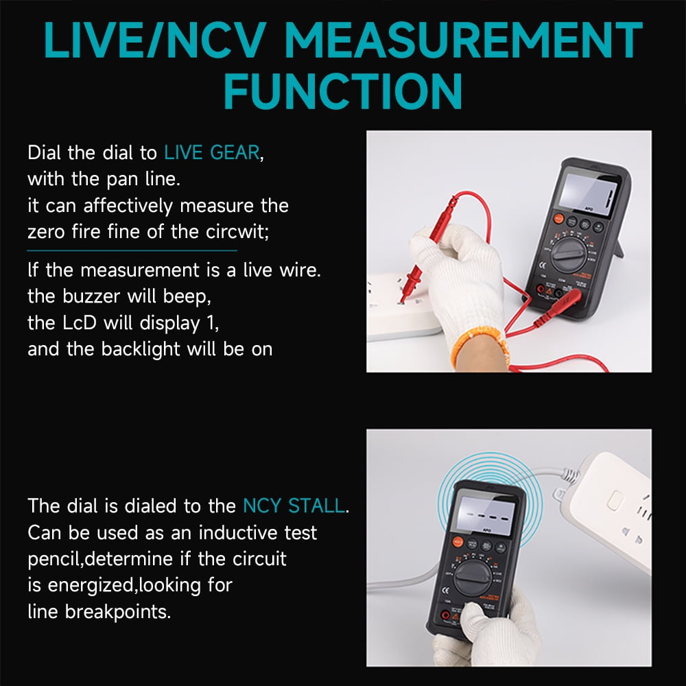 Digital Multimeter Tester,6000 Counts,with DC/AC Voltmeter; Measures Voltage,Current,Resistance,Continuity,and Diodes; Auto Range Switching,Suitable for Household Electrical and Automotive Repairs