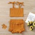 thumbnail image 2 of IROINNID Toddler Girl's Solid Suspender Vest Tops Ruffles Shorts Outfits, 2 of 8