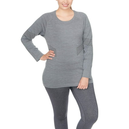 Active Power Control - Under Control Women's Plus Super Soft Lux Seamless Active Round Neck Marl Top