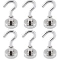 thumbnail image 1 of HARDWARE Ganchos magnéticos resistentes, ganchos magnéticos de neodimio fuertes de 20 libras, gancho magnético, imanes de metal (paquete de 6, plateado), 1 of 5