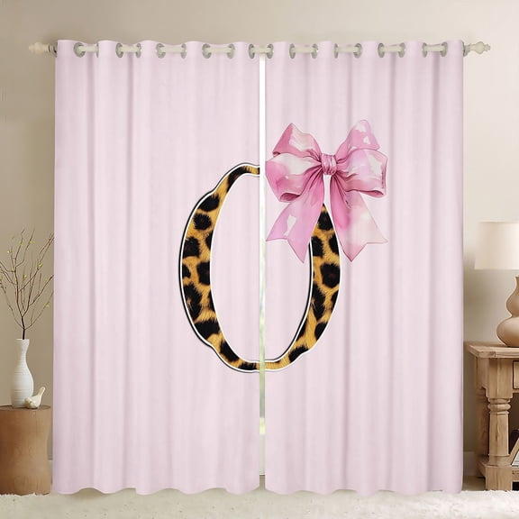Erosebridal Princess Bowknot Black Out Curtains, Initial O Letter Curtains Pack of 2 (42x63 Each) for Girls Kids