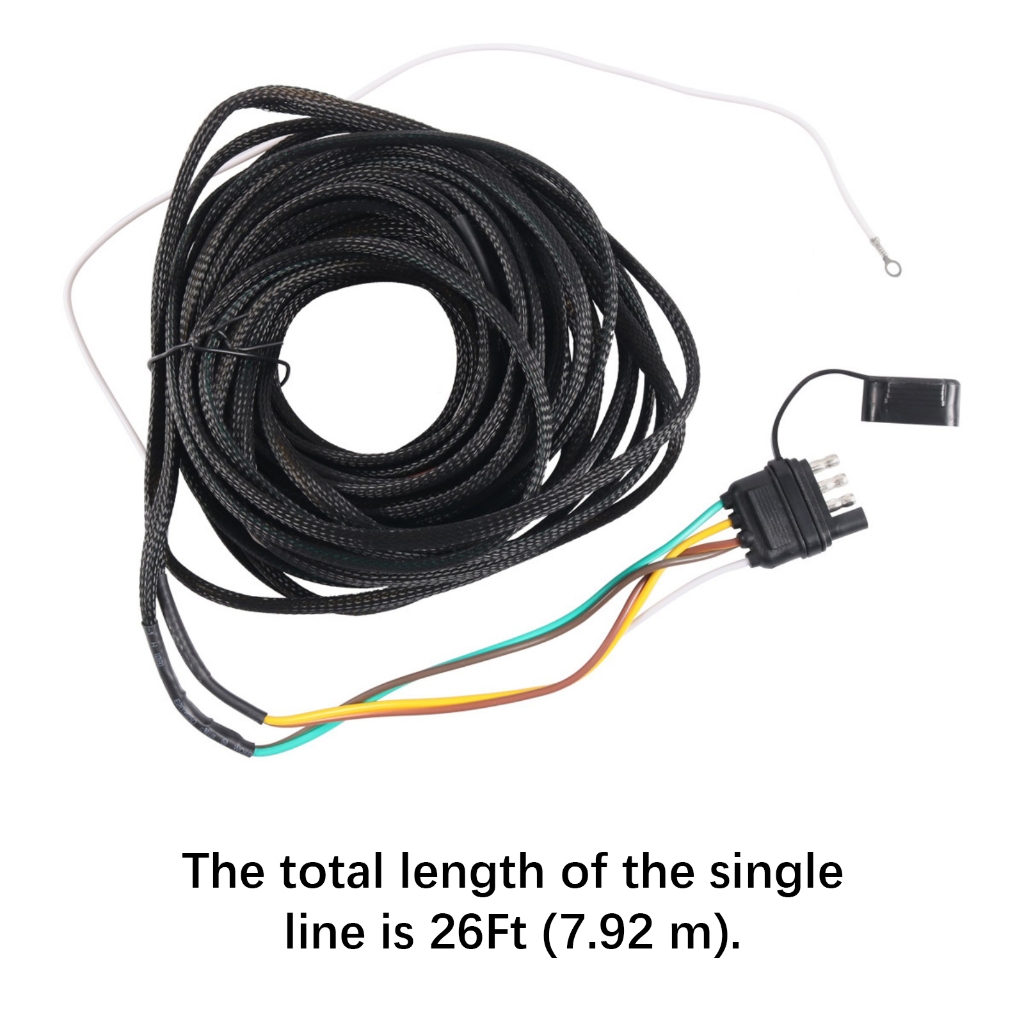 4 Way 5 Wire Trailer Light Wiring System 26Ft Trailer Wire Connector Plug