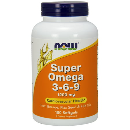 NOW Supplements, Super Omega 3-6-9 1200 mg with a blend of Fish, Borage and Flax Seed Oils, 180 (Best Omega 3 6 9 Supplement)