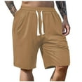 thumbnail image 2 of VgaVtl Men Shorts Cotton Shorts for Men Big and Tall Regular Elastic Waist Pockets Beach Casual Solid Shorts,Yellow XL, 2 of 5