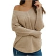 thumbnail image 1 of IROINID Pull à une Épaule pour Femmes Couleur Unie Décontracté Mi-Long Manches Longues, 1 of 5