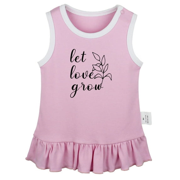 Let Love Grow Funny Dresses For Baby, Newborn Babies Skirts, Infant Princess Dress, 0-24M Kids Graphic Clothes (Pink Sleeveless Dresses, 0-6 Months)