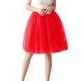 thumbnail image 3 of VUPSGEZ Women's High Waist Pleated Mesh Skirt Mid Length Large Size A Line Skirt (Red,M), 3 of 3