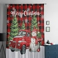thumbnail image 5 of Christmas Snowman Truck Semi Sheer Curtains Drapes for Living Room,Bedroom,French Doors Window 54 Inches Long,Red Plaid Xmas Trees Snowflake Rod Pocket Chiffon Curtain Drapery Voile Draperies Panel, 5 of 6