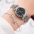 thumbnail image 2 of Ivpai Reloj femenino con esfera numérica de cuarzo y correa de aleación con pulsera de diamantes de imitación (negro plateado), 2 of 4