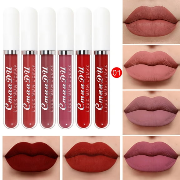 18-Color Lip GLōss 6-Pack Set 01 - 18 Color Lip GLōss 6 Box Set Matte Waterproof Long-Lasting Lipstick, Color Lipstickwedding, Christmas Makeup Organizers