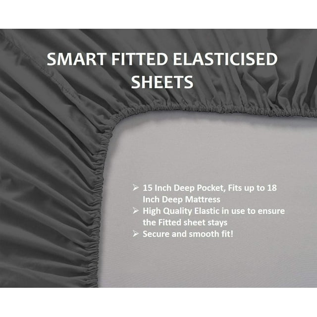 1200 Thread Count 4 Piece Quality Sheet Set 15 Inch Deep Pocket 100% Egyptian Cotton Solid Pattern