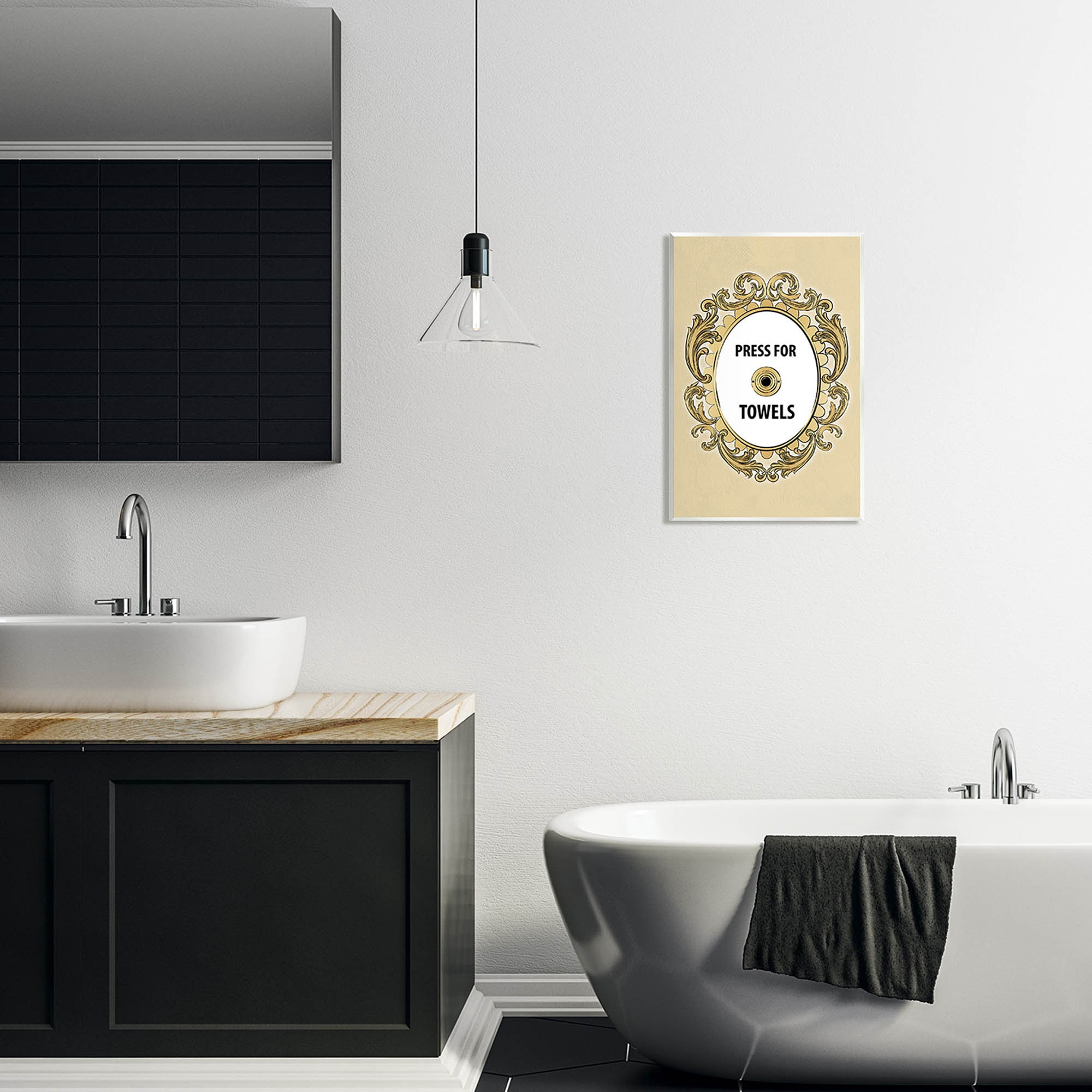 Stupell Industries Press For Towels Ornate Bell Typography Painting Unframed Art Print Wall Art
