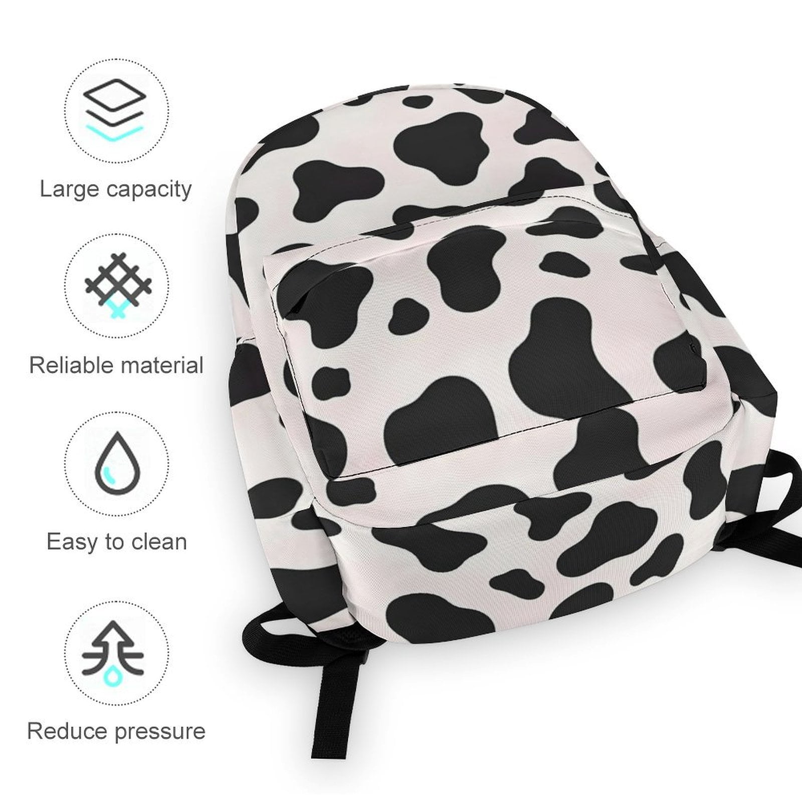 Large Capacity Half Print Backpack 11.8×16.5×5.9in Multifunctional Zipper Design Convenient Switch Simple Cow-print Pattern1_4