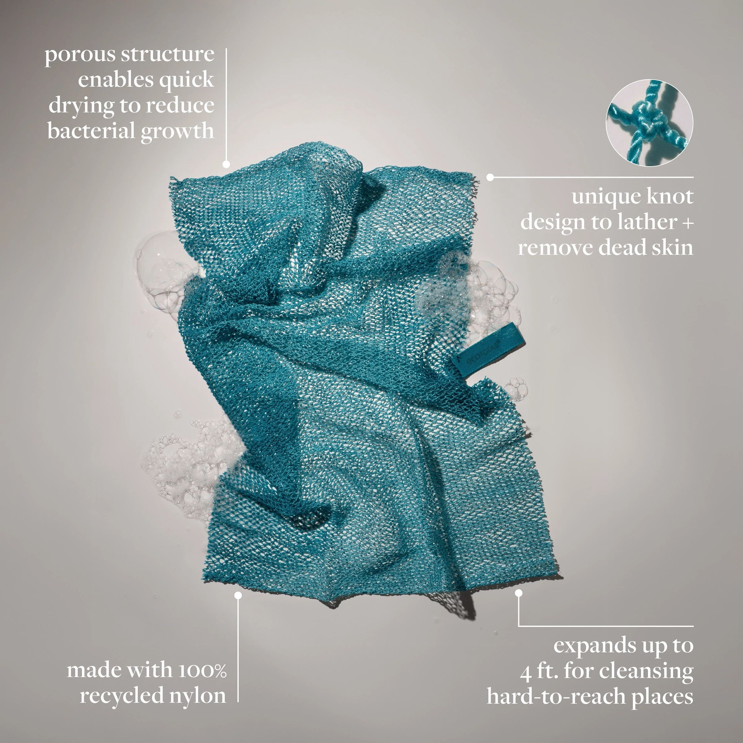 EcoTools Exfoliating Bath Net, Off-White , Recycled Nylon