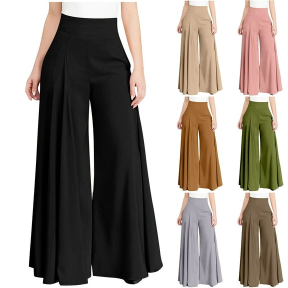 Utoimkio Women's Wide Leg Flowy Pants Summer Casual Loose High Waisted Lounge Pants for Women