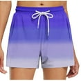 thumbnail image 2 of Qulqfy High Waisted Summer Shorts for Women Bermuda Resort Wear Blue Stretchy Lounge Beach Comfy Casual Shorts L, 2 of 5