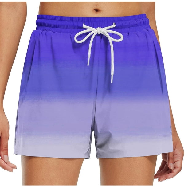 Pantalones Cortos Largos para las Mujeres, Pantalones Cortos Casuales Impresos de Cintura Alta No Estirable Hechos de Poliéster Transparente Airy para Todo el Uso de Temporada, Pantalones Cortos Casua