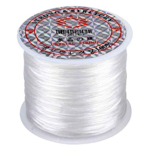 Wosthever Hilo de abalorios de 60M, cordón Flexible portátil DIY, pulseras de interior, COLLAR COLGANTE, fabricación de joyas, Artesanía Blanco