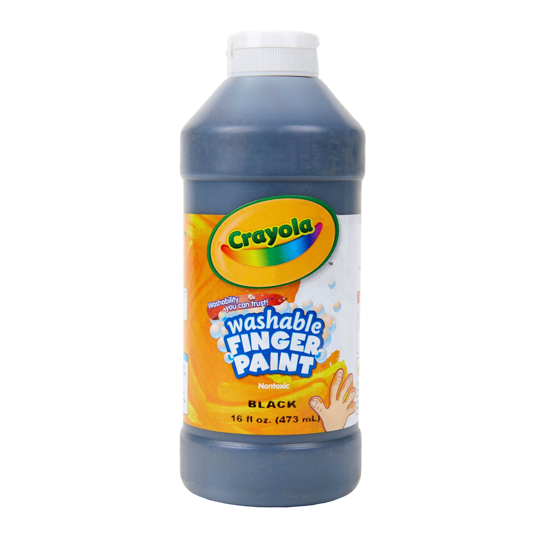 Crayola Washable Finger Paint, Black, 16 oz, Pack of 3