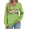thumbnail image 2 of Fall Tops for Women Long Sleeve V Neck Christmas Tees Holiday Party Ready Loose Fit Seasonal Print Comfort Wear Casual Outfits, 2 of 6