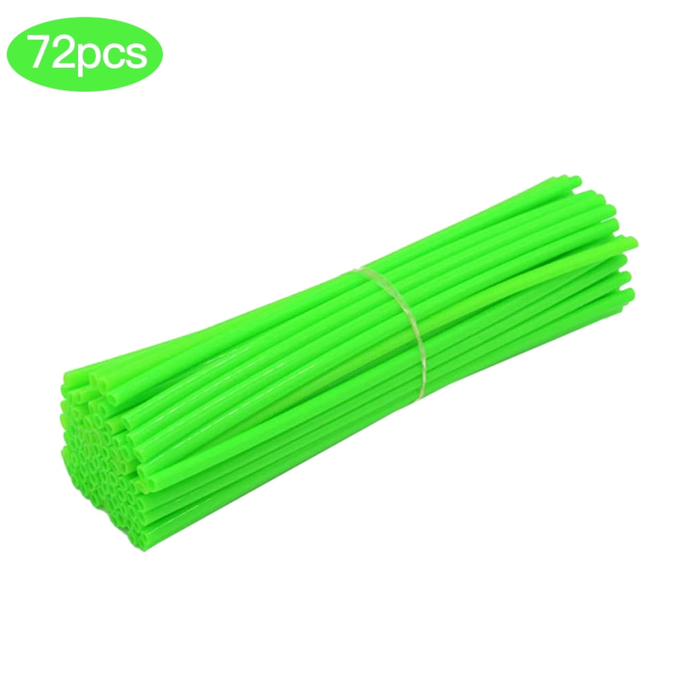 72pcs Bike Wheel Spoke Wraps Cover Motorcycle Tire Spoke Plastic Sleeves Bicycle Decoration, Green