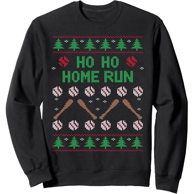 Ho HOME Run Funny Ugly Christmas Apparel - Sudadera clásico para amantes del béisbol