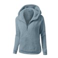 thumbnail image 3 of UAMVSH Women Fuzzy Fleece Hooded Sweatshirts Warm Long Sleeve Basic Hoodie with Pockets Loose Fit Half Zipper Plush Pullover for Winter(Small,Light Blue 1), 3 of 4