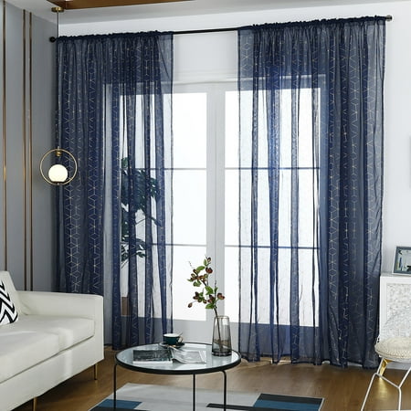 Semi Sheer Curtains Rod Pocket Room Darkening For Living Bedroom Set Of 2 Panels 55 W X 102 L Dark Blue Canada Semi Sheer Curtains Rod Pocket Room, Curtains For Living Room