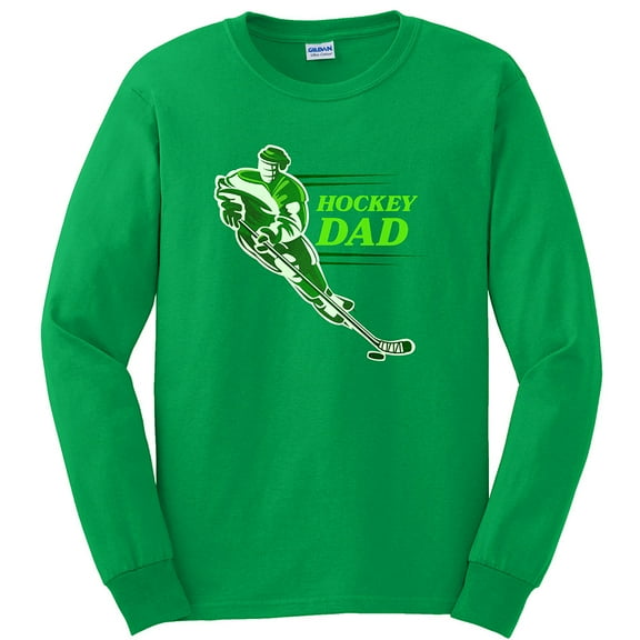 Big Size Hockey Dad Graphic Men's Ultra Cotton Long Sleeve T-Shirt - Irish Green XL