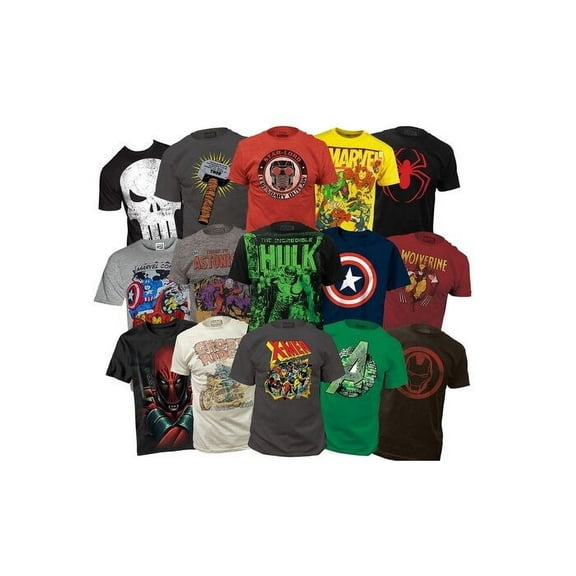 Men's Marvel Superhero T-Shirts Mystery Deal of 2 (Different) --Size Large