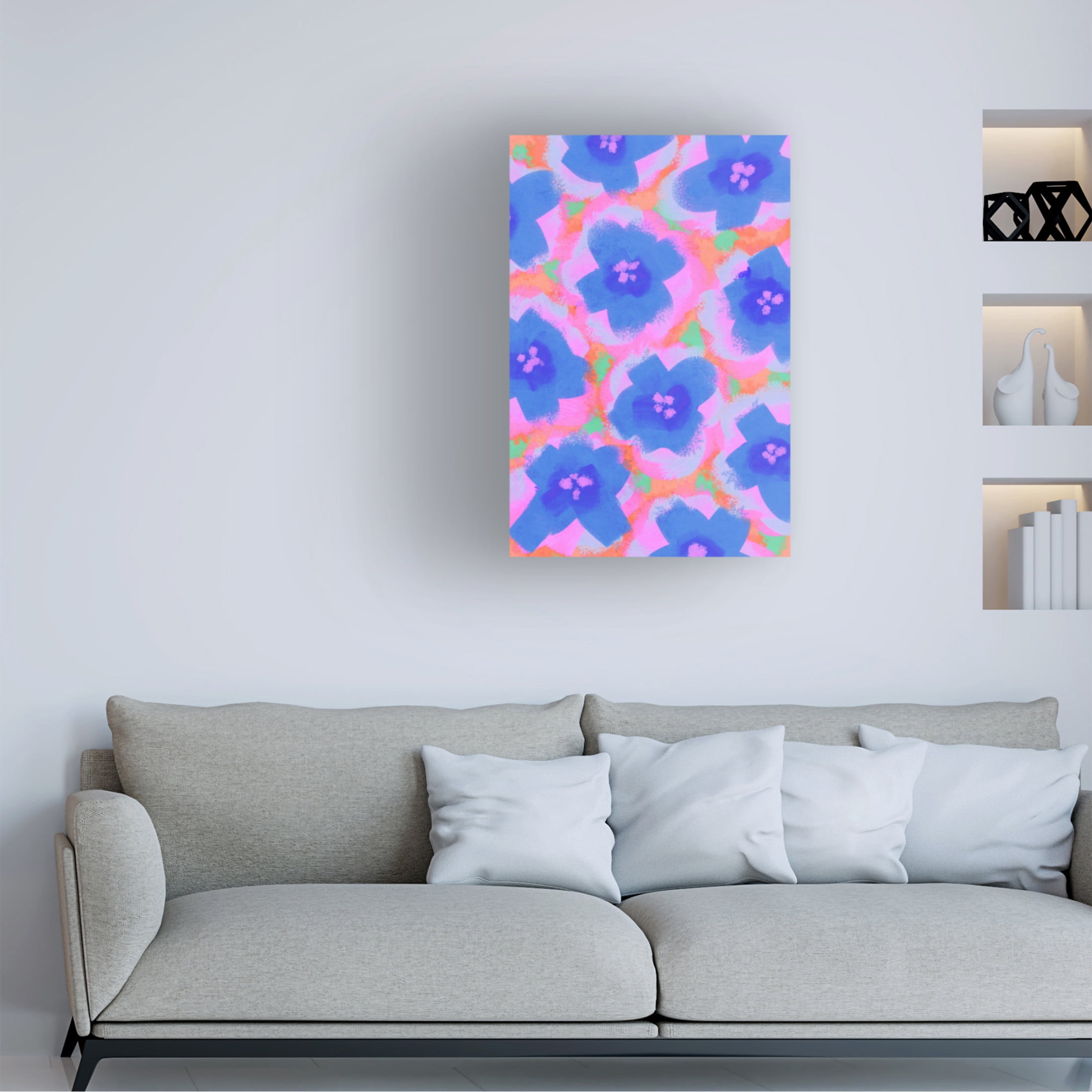 Canvas Wall Art - Treechild 'Purple Flowers Pattern' Wall Art for Living Room, Bedroom, or Office D?cor by Trademark Fine Art - 30 x 47 Inches