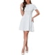 thumbnail image 2 of Vestido de Tweed a Cuadros INSPIRE CHIC para Mujer, Cuello Redondo, Manga Corta, Corte A, Vestido Mini Vintage XL Azul Claro, 2 of 6
