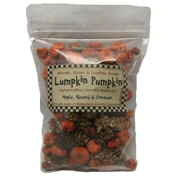 Shoots, Roots & Leather Boots Decorative Autumn Bowl Filler Lumpkin Pumpkin Botanical Potpourri 2 Cup Bag Warm Maple, Almond & Cinnamon Fragrance