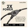 thumbnail image 3 of 2 Way Power Splitter and 1' Extension Cord - 1 to 2 Cable Strip with 3 Pronged Outlet and Y Style Extension Cord – 5 Pack - Black - SJT 16 AWG – by, 3 of 7