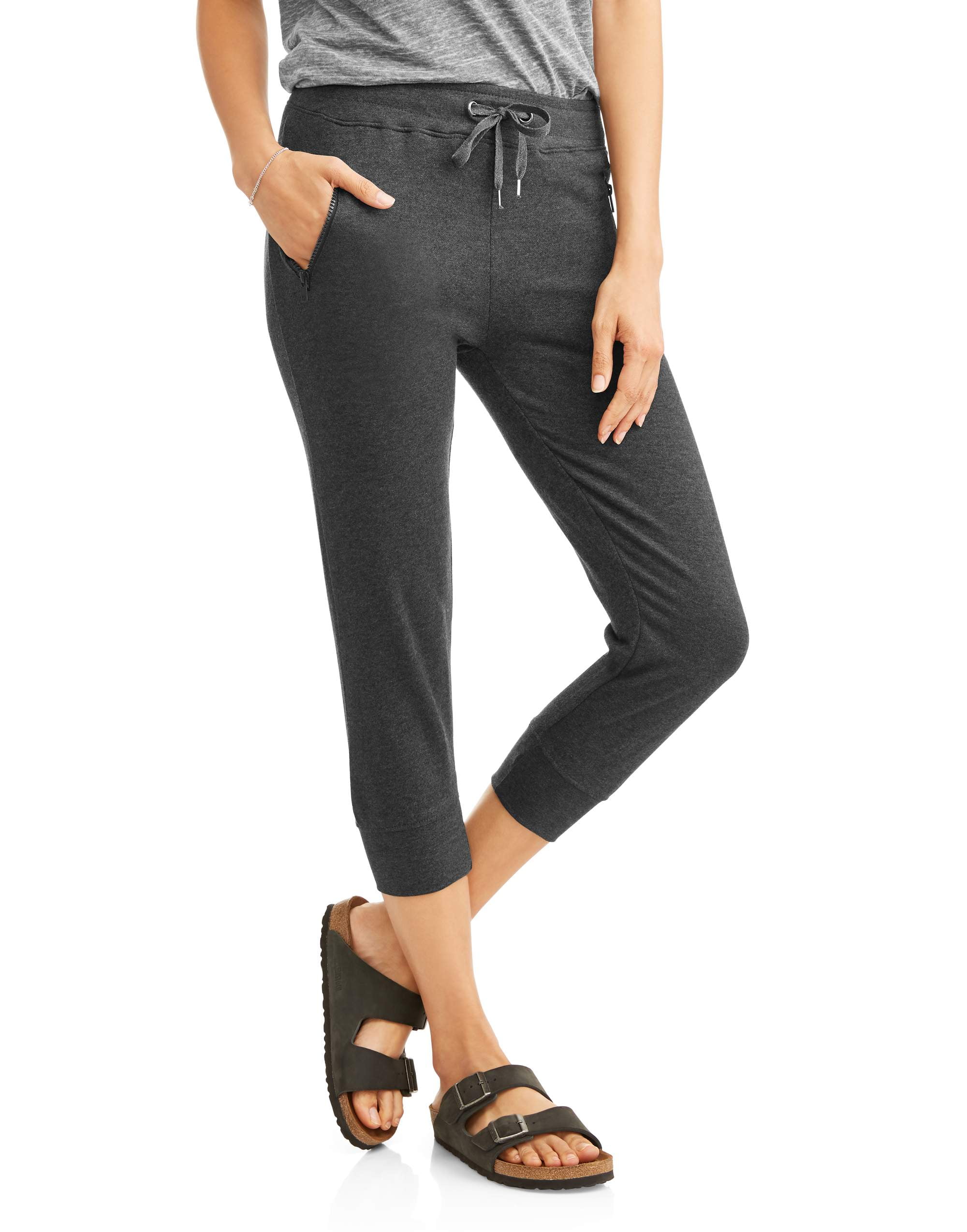 Women's Athleisure Zip Pocket French Terry Capri Jogger pant