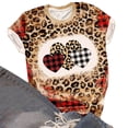 thumbnail image 6 of Jewelreauty Women's Valentine's Day Short Sleeve Shirts Graphic Leopard Pullover Tops Plus Size S-6XL Casual Tee Blouses (3XL, Brown-A), 6 of 7