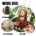 thumbnail image 3 of Funny Christmas Ornament,Realistic Stained Glass Round Clipart Of Jesus,Xmas Round Ceramic Pendant, 3 of 6