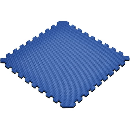 Blue Hard Flooring - Norsk 16 sq ft Interlocking Foam Floor Mat, 4-Pack, Reversible Black/Blue