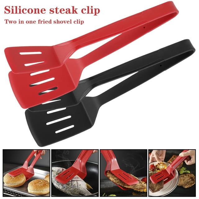 Grusce Pinzas de Cocina de Silicona Pinzas para Filete, Espátula Multiusos de Acero Inoxidable para Pinza para Barbacoa, Pinza para Pan/pinza para Filete Frito/pescado Volteado/aletas Giratorias para Filete de Res